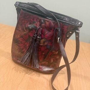 Patricia Nash Black and Red Floral Crossbody Bag